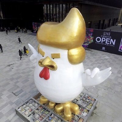 Trump Immortalized as a Giant Rooster